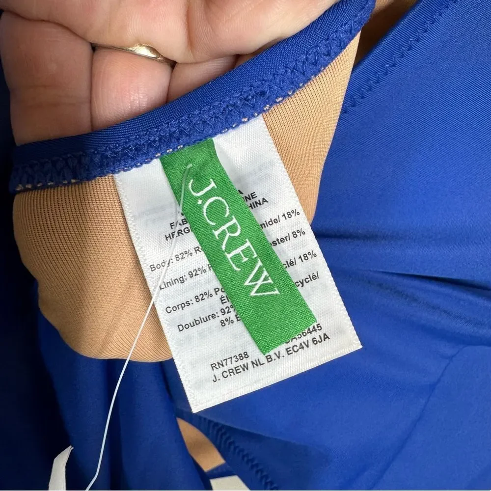 NWT J. Crew Royal Blue One Piece High Support Swimsuit Size 10 Summer Preppy